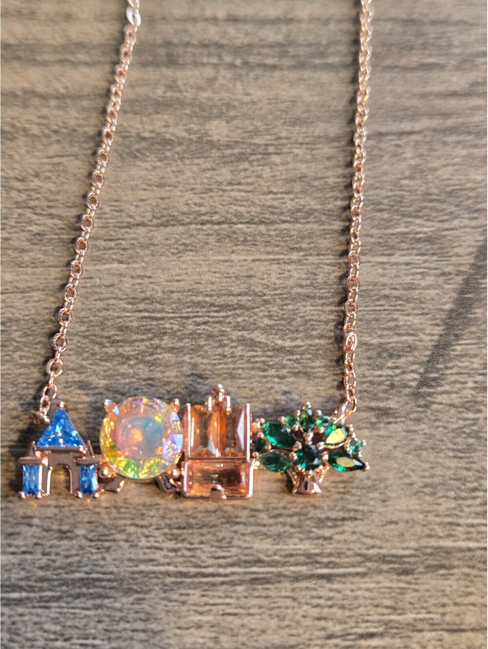 Disney castle  silver necklace rose gold plated